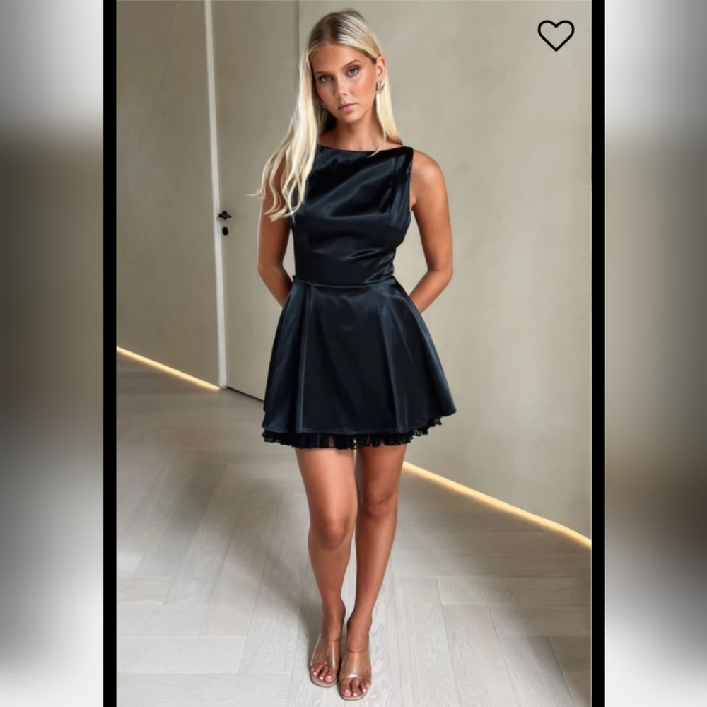 Chic Black Satin Mini Dress